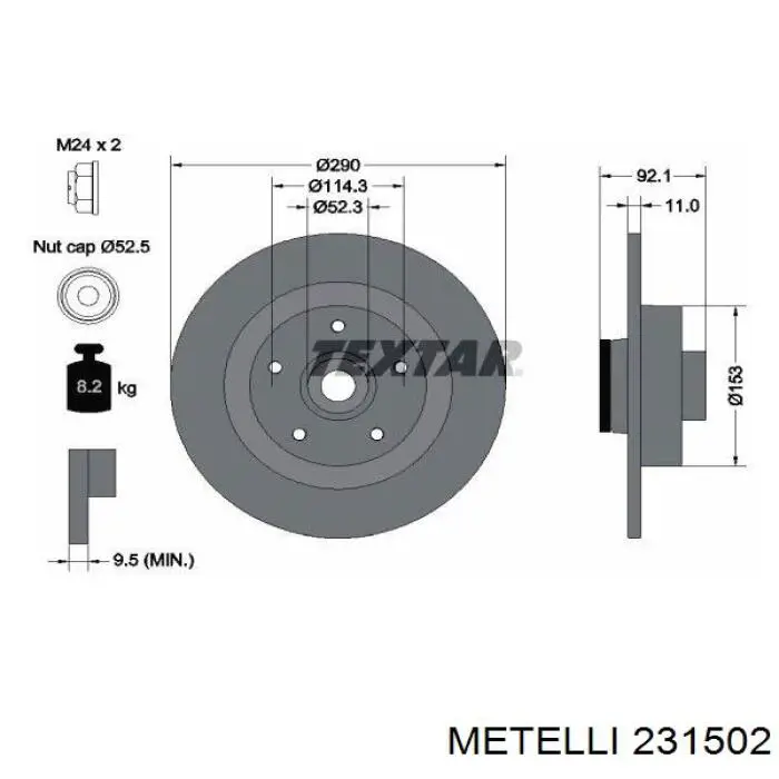 Тормозные диски 231502 Metelli