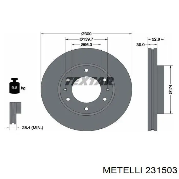 Передние тормозные диски 231503 Metelli