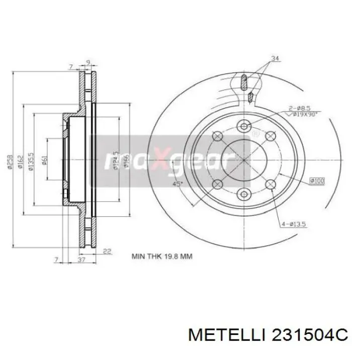 Купить 231504C Metelli Ротор тормозной