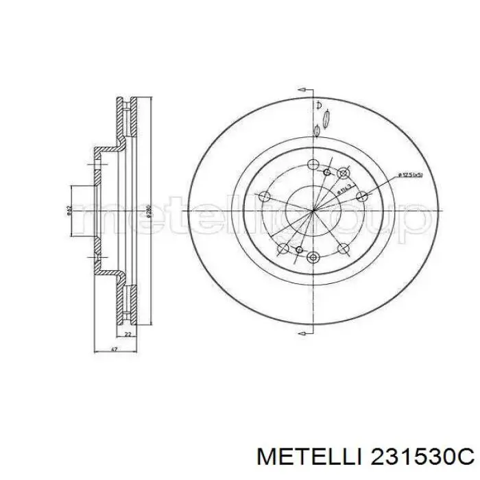 23-1530C Metelli disco do freio dianteiro