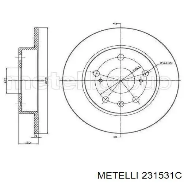 Тормозные диски 231531C Metelli