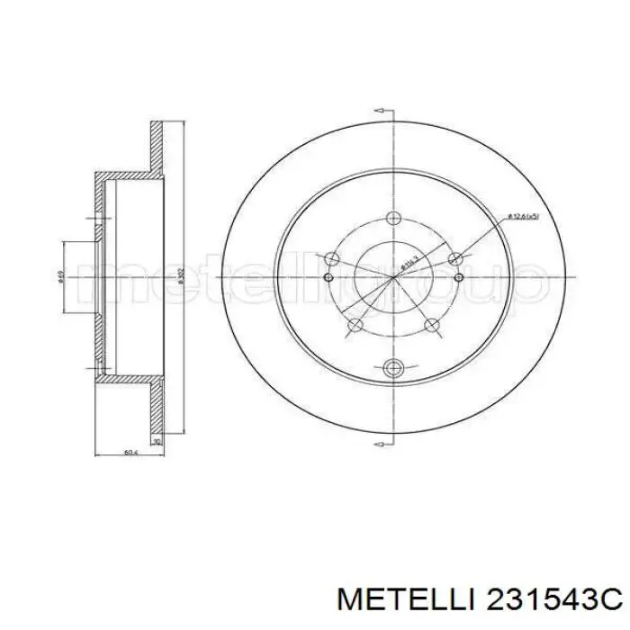 Тормозные диски 231543C Metelli