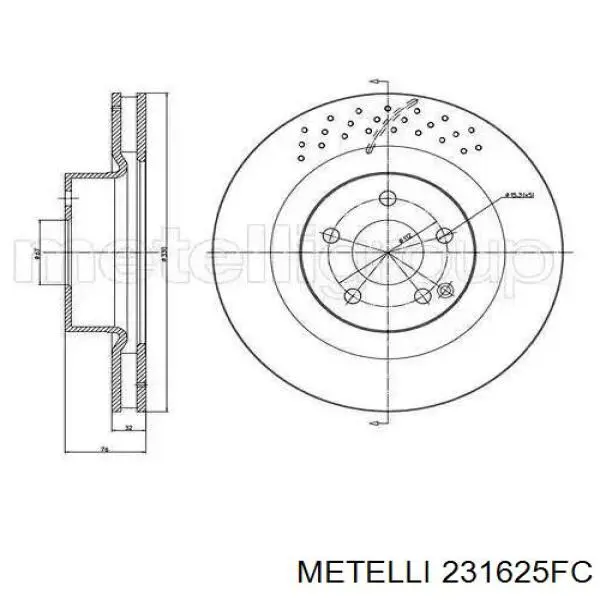 Передние тормозные диски 231625FC Metelli