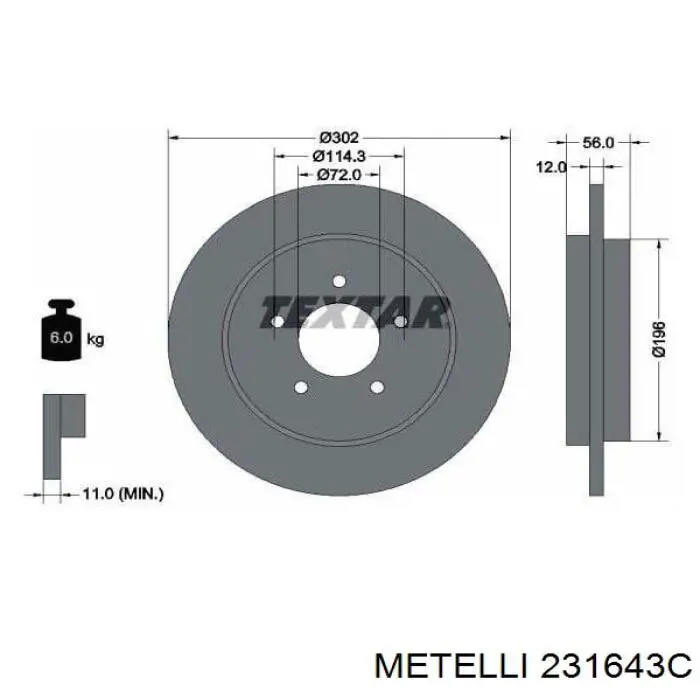 231643C Metelli диск тормозной задний