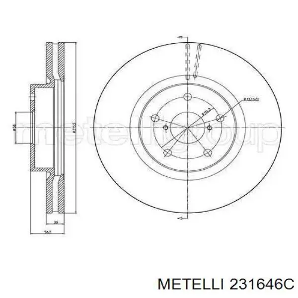 23-1646C Metelli диск тормозной передний