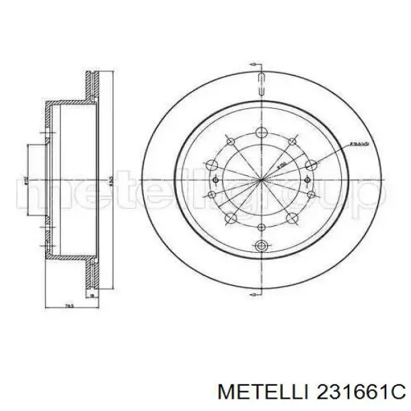 Тормозные диски 231661C Metelli