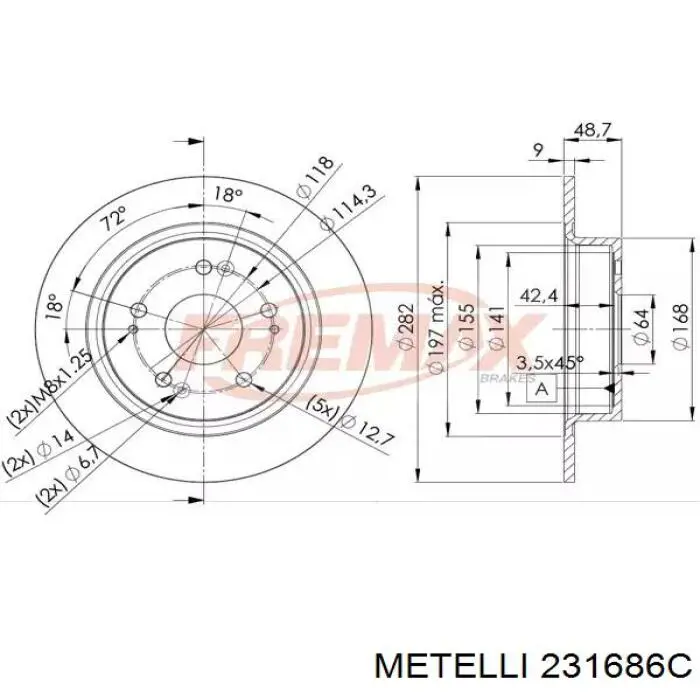 Купить 231686C Metelli Ротор тормозной