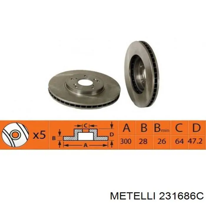 231686C Metelli Диск тормозной передний