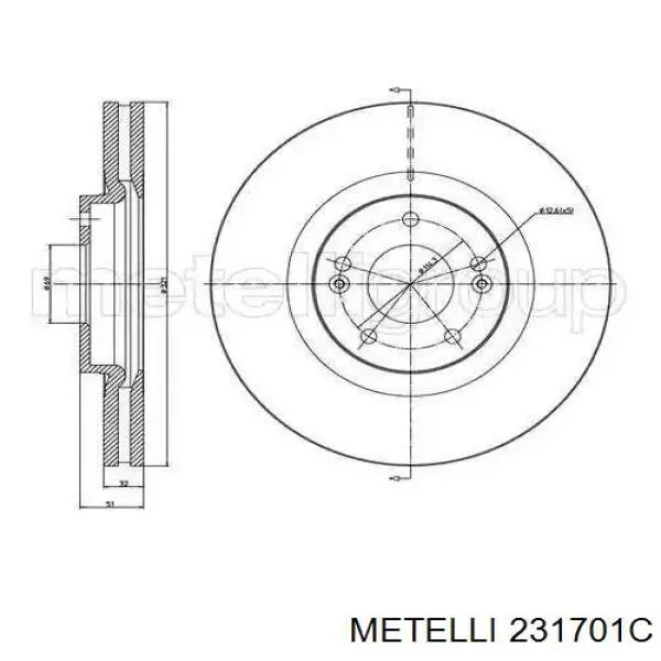 Передние тормозные диски 231701C Metelli