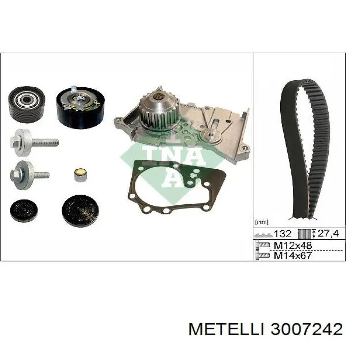 3007242 Metelli correia do mecanismo de distribuição de gás, kit