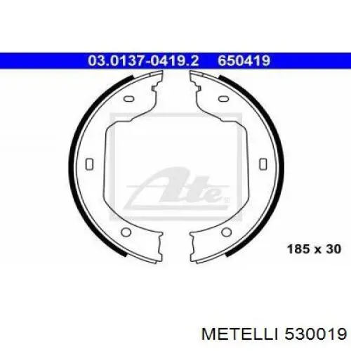 530019 Metelli Тормозные колодки ручника