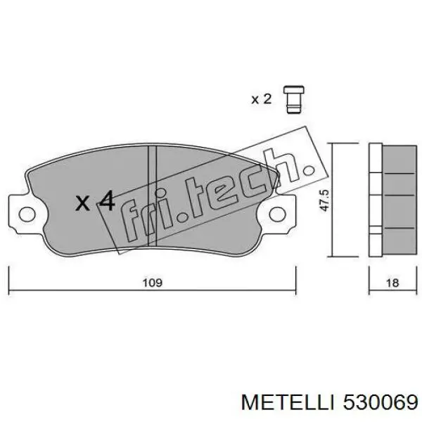 530069 Metelli Барабанные тормозные колодки
