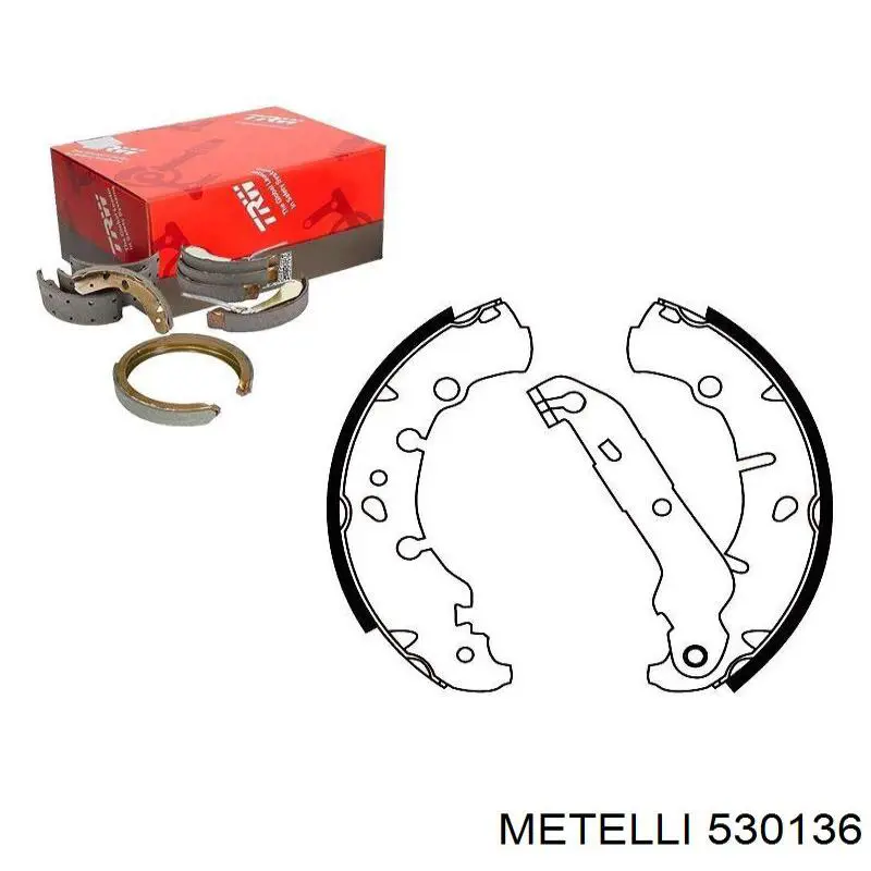 Купить 530136 Metelli Задние барабанные тормозные колодки