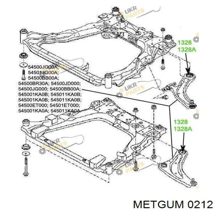 Сайлентблок переднего нижнего рычага 0212 Metgum