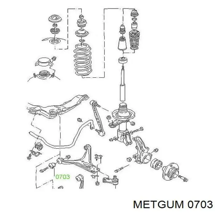 0703 Metgum сайлентблок переднего нижнего рычага