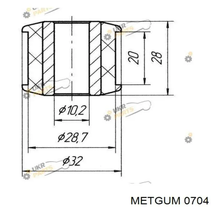 0704 Metgum Сайлентблок рулевой тяги