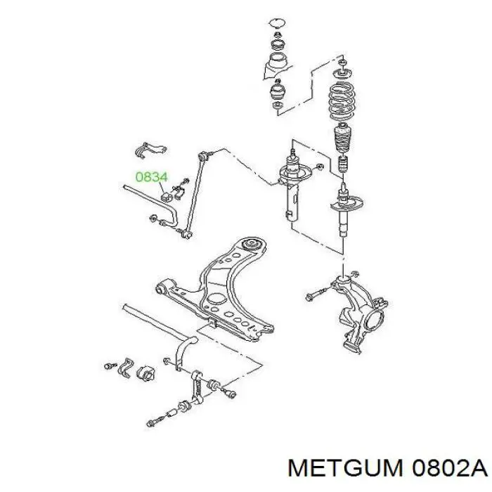 Втулка переднего стабилизатора Metgum 0802A цена, от 1.20 USD