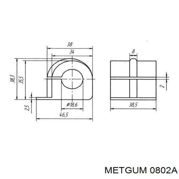 Купить 0802A Metgum Втулки переднего стабилизатора