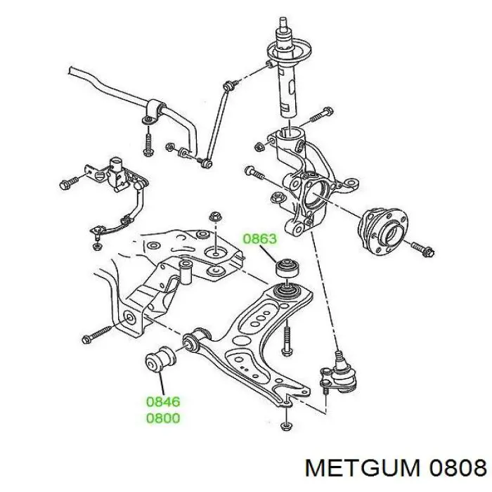 Втулка переднего стабилизатора Metgum 0808 цена, от 0.97 USD