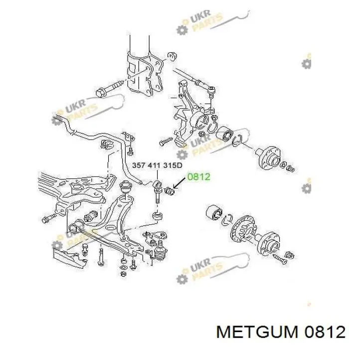 0812 Metgum втулка стойки переднего стабилизатора