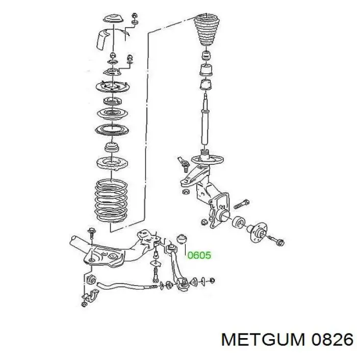 Сайлентблок растяжки переднего нижнего рычага 0826 Metgum