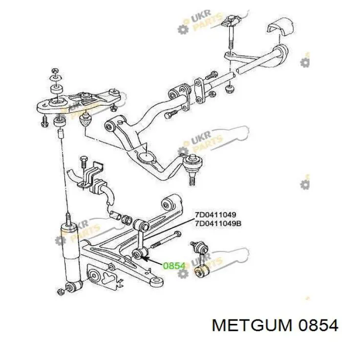 Casquillo del soporte de barra estabilizadora delantera 0854 Metgum