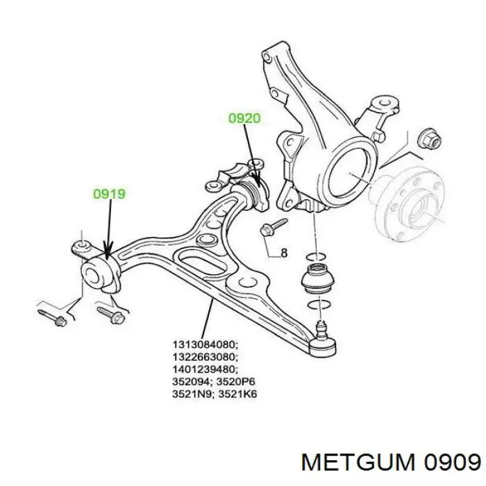 Сайлентблок задней рессоры задний Metgum 0909 цена, от 5.04 USD