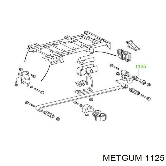 Сайлентблок задней рессоры задний 1125 Metgum