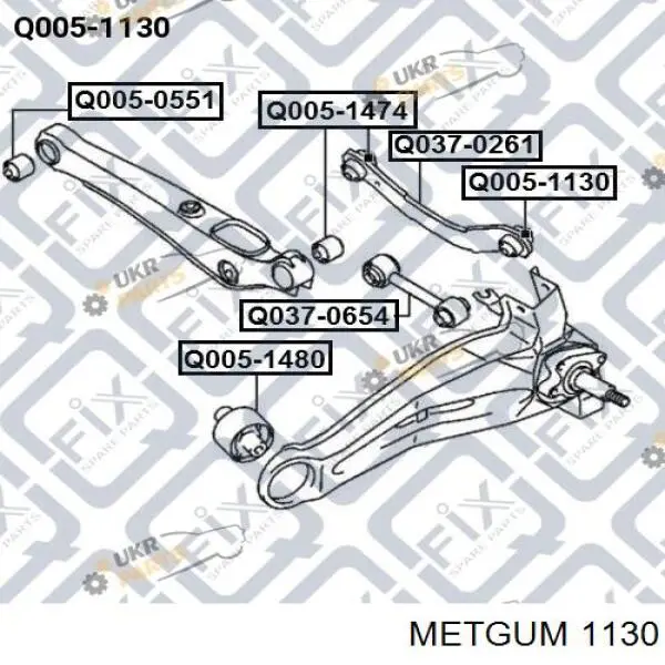 Сайлентблок амортизатора переднего Metgum 1130 цена, от 1.46 USD