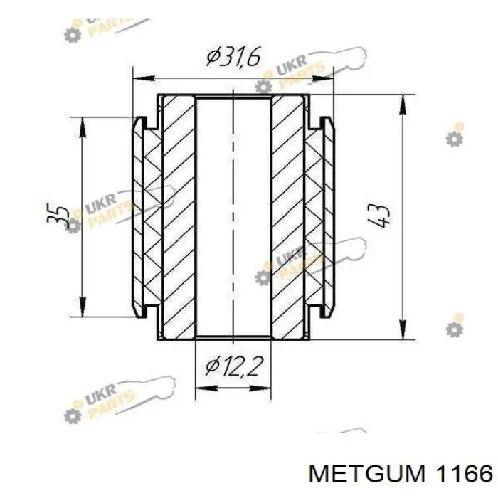 Сайлентблок тяги поперечной (задней подвески) 1166 Metgum