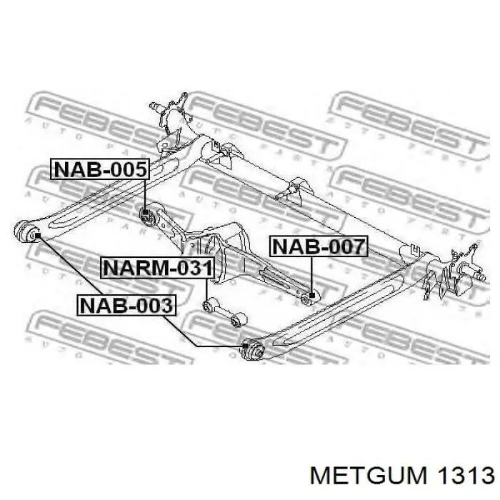 1313 Metgum Сайлентблок задней поперечной тяги