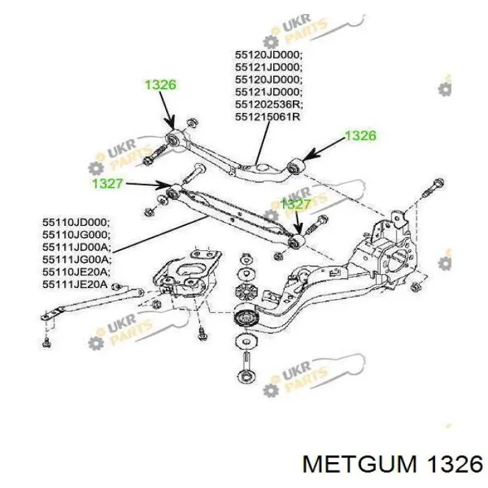 Сайлентблок заднего верхнего рычага 1326 Metgum