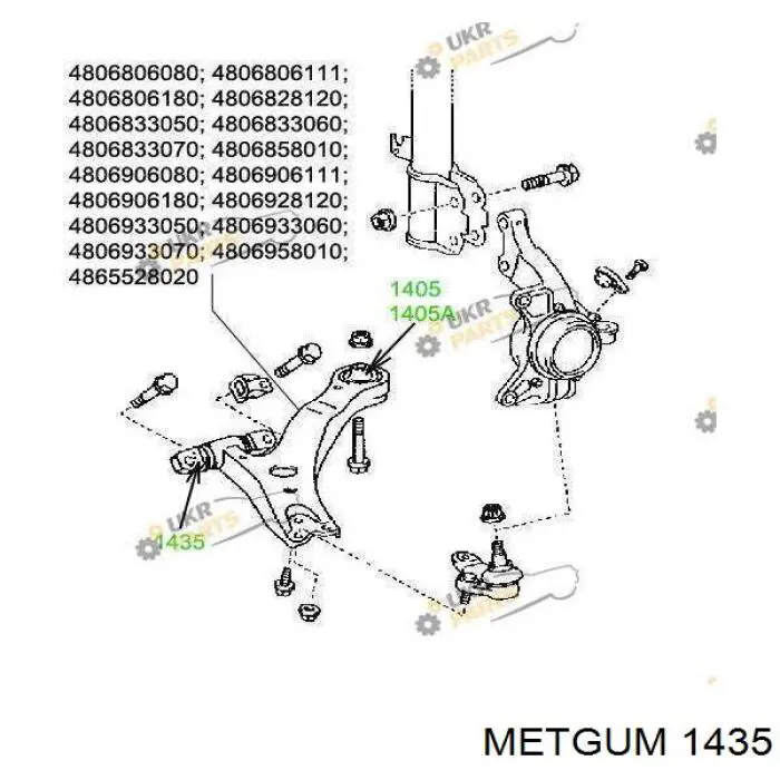 Сайлентблок переднього нижнього важеля 1435 Metgum