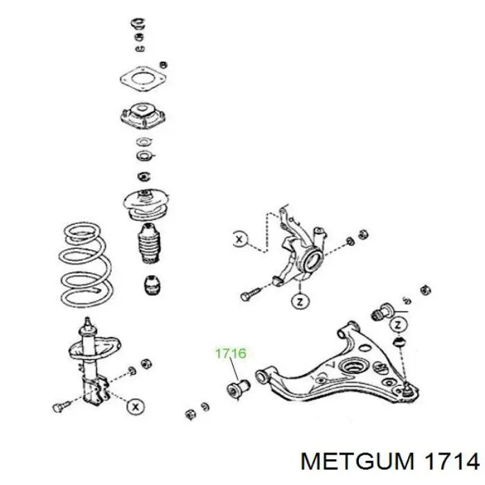 Сайлентблок переднего рычага 1714 Metgum