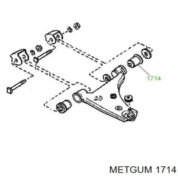 Сайлентблок переднего нижнего рычага 1714 Metgum