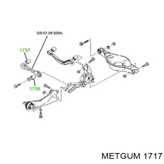 Купить 1717 Metgum Втулки переднего стабилизатора