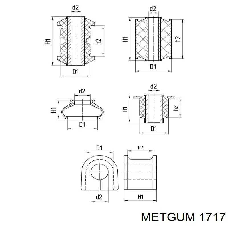 1717 Metgum Разрезная втулка стабилизатора
