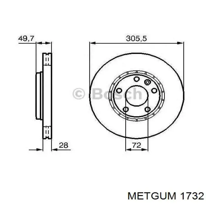Сайлентблок заднего поперечного рычага 1732 Metgum