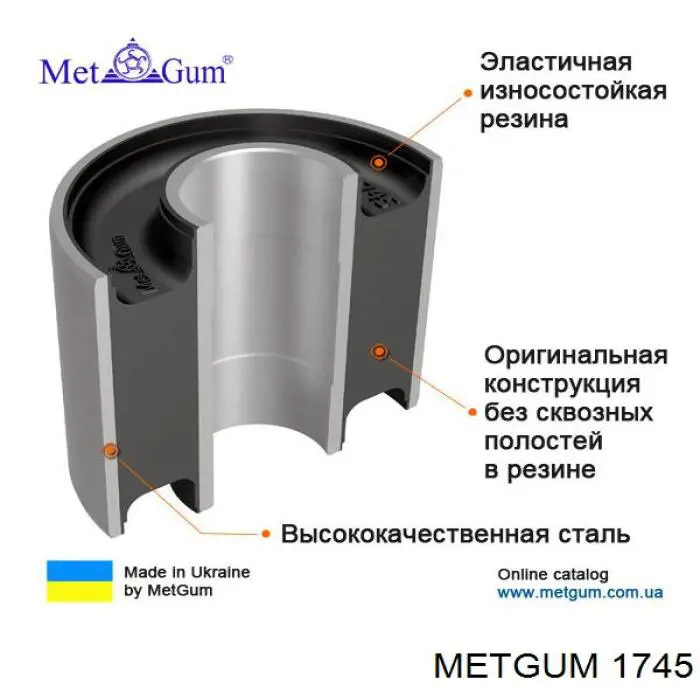 Сайлентблок переднего нижнего рычага 1745 Metgum