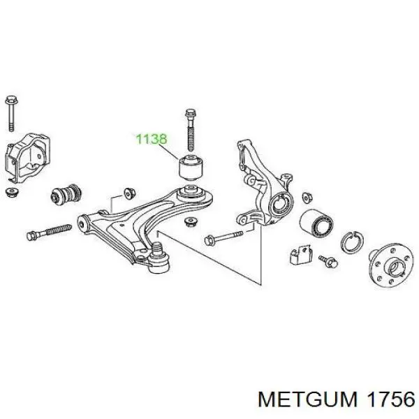 Купить 1756 Metgum Сайлентблок заднего нижнего рычага