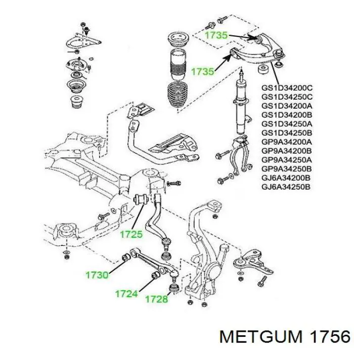 Полиуретановый сайлентблок заднего нижнего рычага Metgum 1756 цена, от 6.42 USD