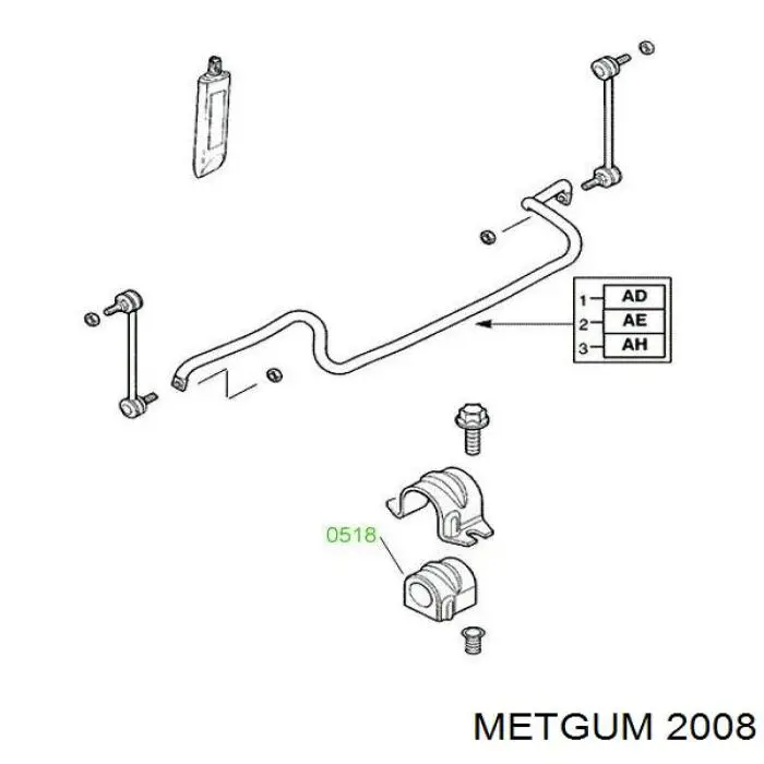 Втулка стойки заднего стабилизатора 2008 Metgum