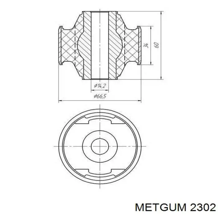 2302 Metgum сайлентблок переднего нижнего рычага