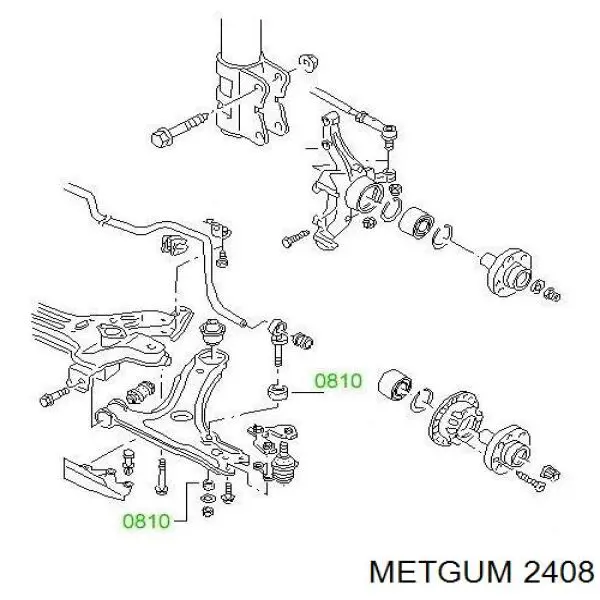 Сайлентблок передней подвески Metgum 2408 цена, от 4.35 USD
