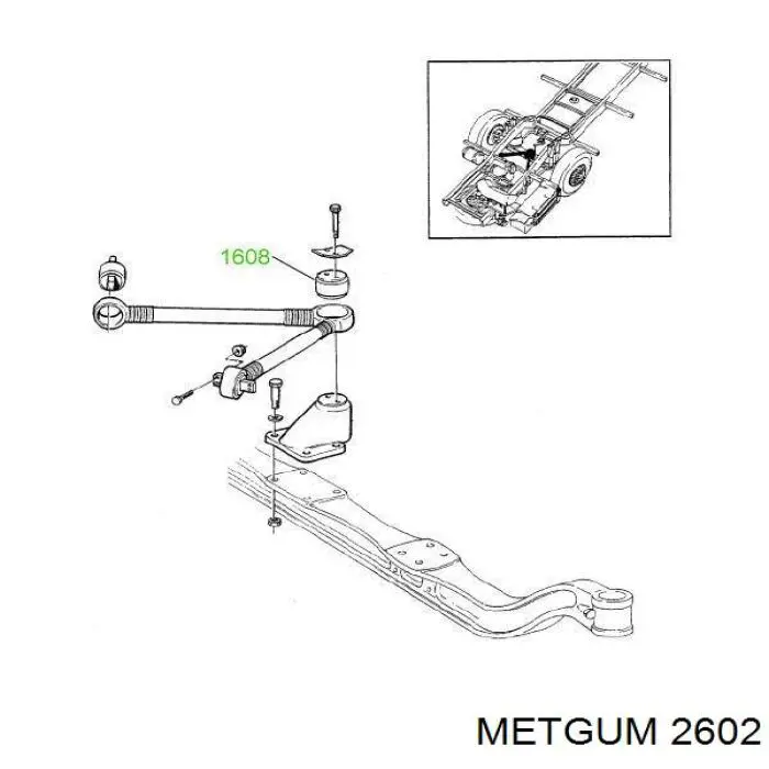 Сайлентблок стабилизатора заднего 2602 Metgum