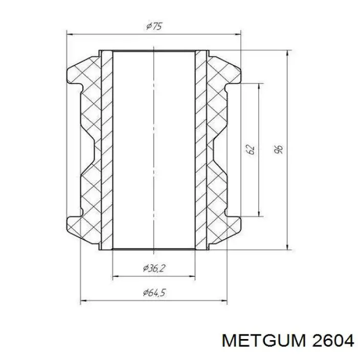 Сайлентблок (втулка) рессоры передней 2604 Metgum