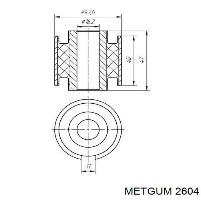 Сайлентблок (втулка) рессоры передней Metgum 2604 цена, от 7.28 USD