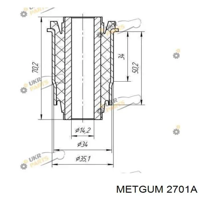 Silentblock de suspensión delantero inferior 2701A Metgum