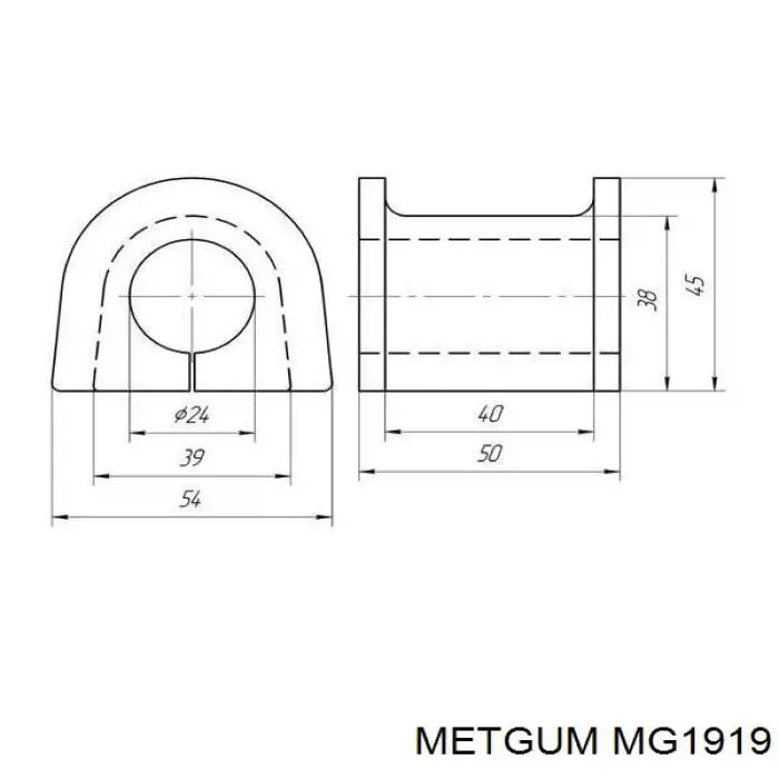 Втулка переднего стабилизатора MG1919 Metgum