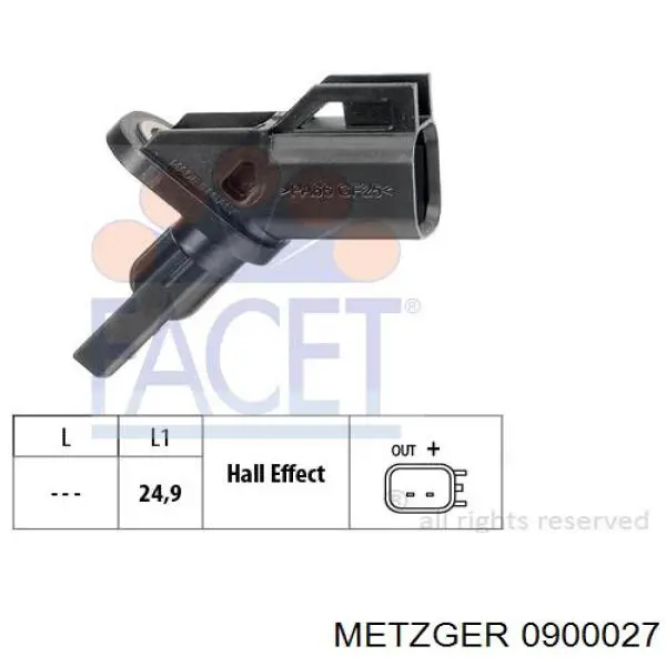 Датчик АБС передний 0900027 Metzger
